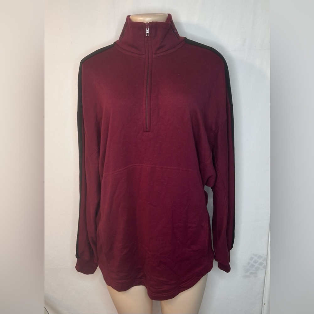 Victoria's Secret PINK Maroon Pullover Sweater Top Long Sleeve 1/4 Zipper Size M